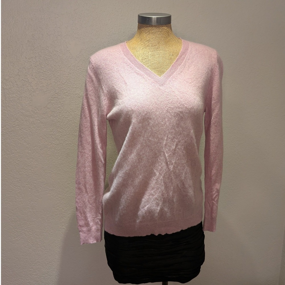 Charter Club Cashmere Sweater Womens L Pink Excellent V-Neck Long Sleeve Luxury